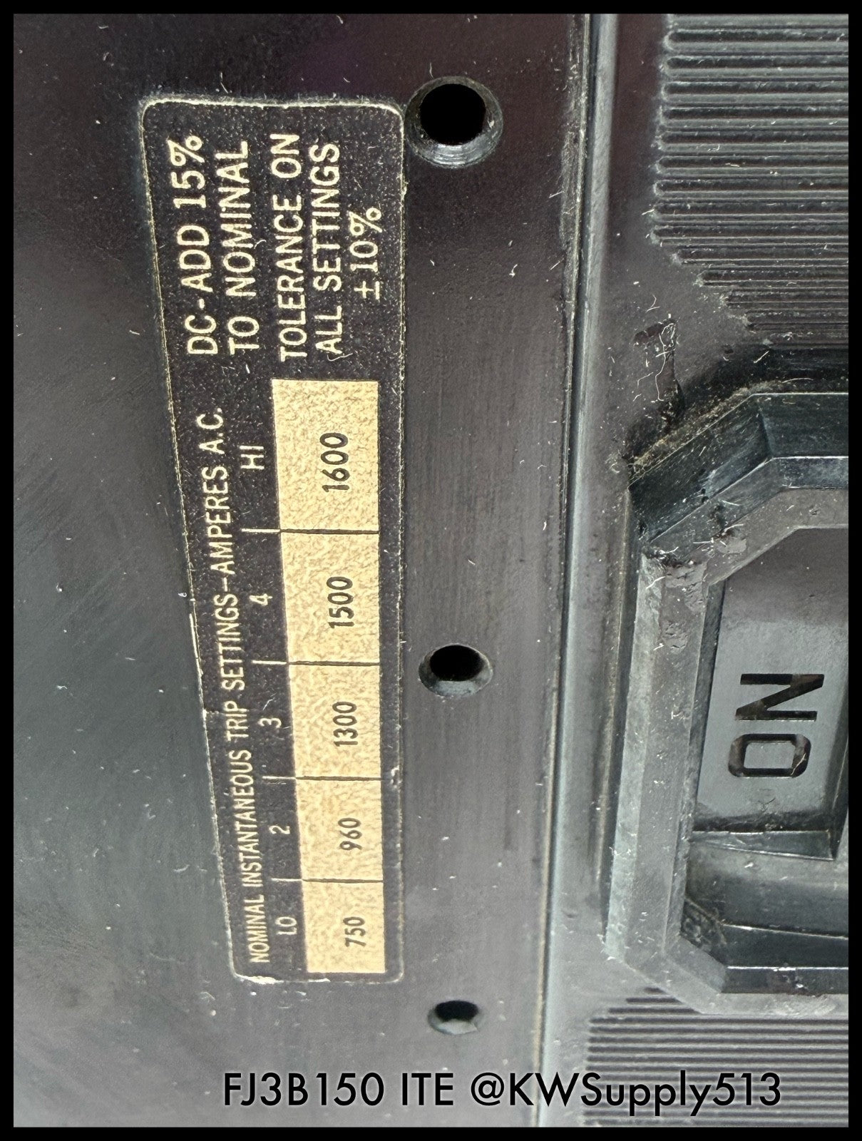 FJ3B150~ITE FJ3B150 150A 3P 3PH 600VAC 14KA Molded Case Circuit Breaker-Used
