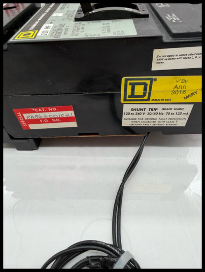 KA362001021~Square D KAB36200102 200A 600VAC I-Line Circuit Breaker -Used