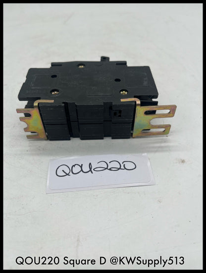 QOU220~Square D QOU220 20A 2P 120/240V 10KA Mini Circuit Breaker-Used