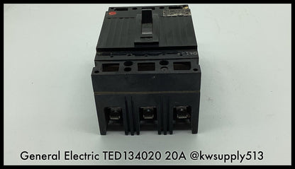 TED134020 ~ GE TED134020 20A 3P 480V TED Type MCCB ~ Inspected/90 Day Warranty