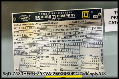 75 kVA Dry Type AA Transformer-75S3HFCU