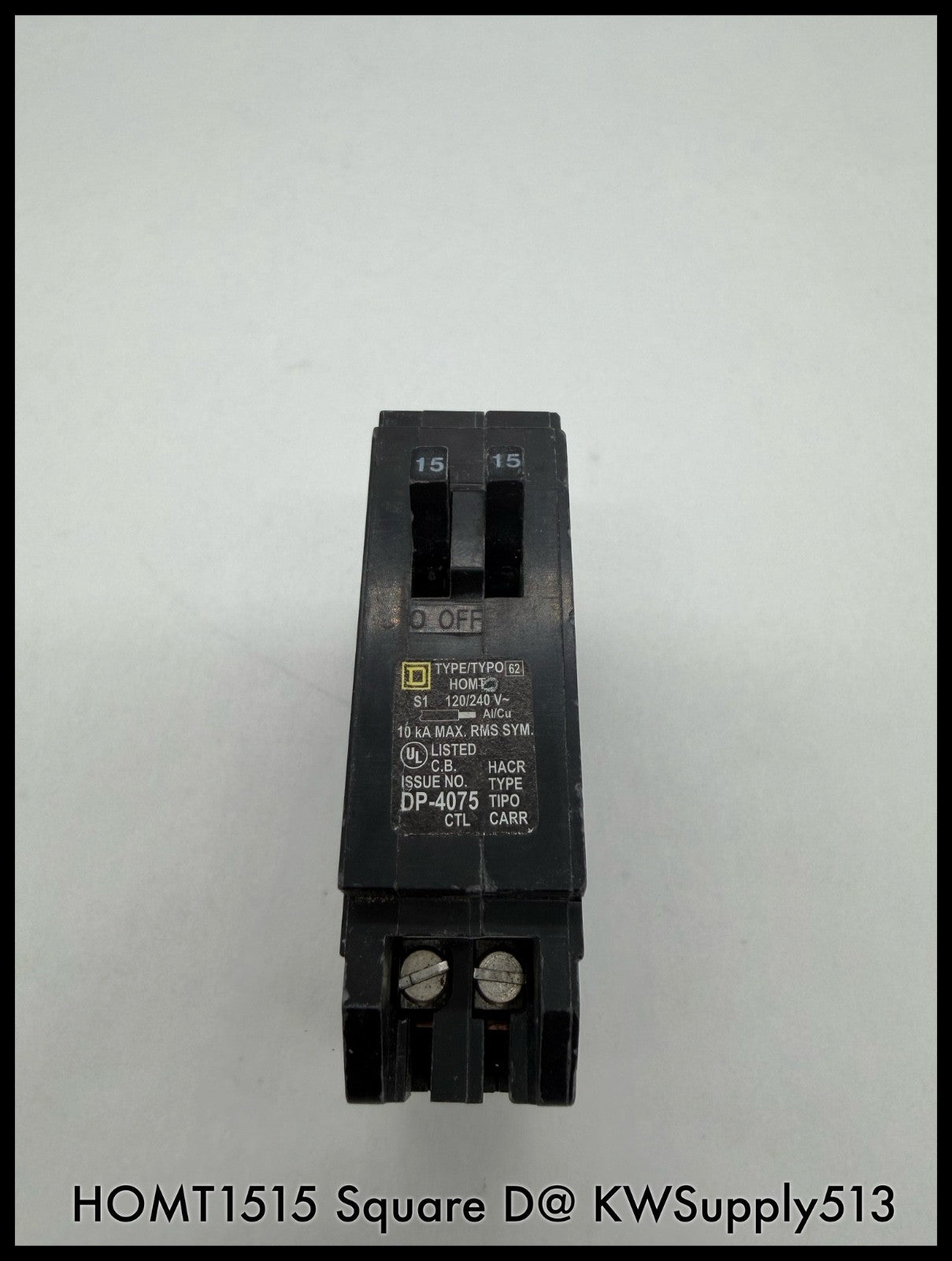HOMT1515~Square D HOMT1515 15/15A 120VAC 2x1 Pole Tadem TM Circuit Breaker-Used