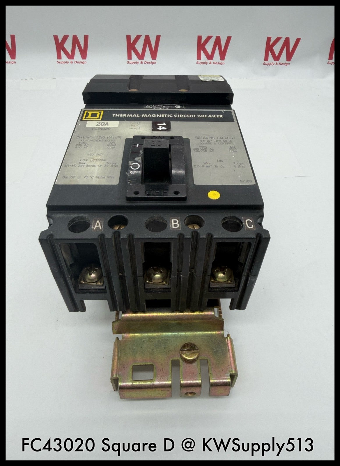 FC34020~Square D FC34020 20A 3P 3PH 480VAC TM I-Line Circuit Breaker-Used