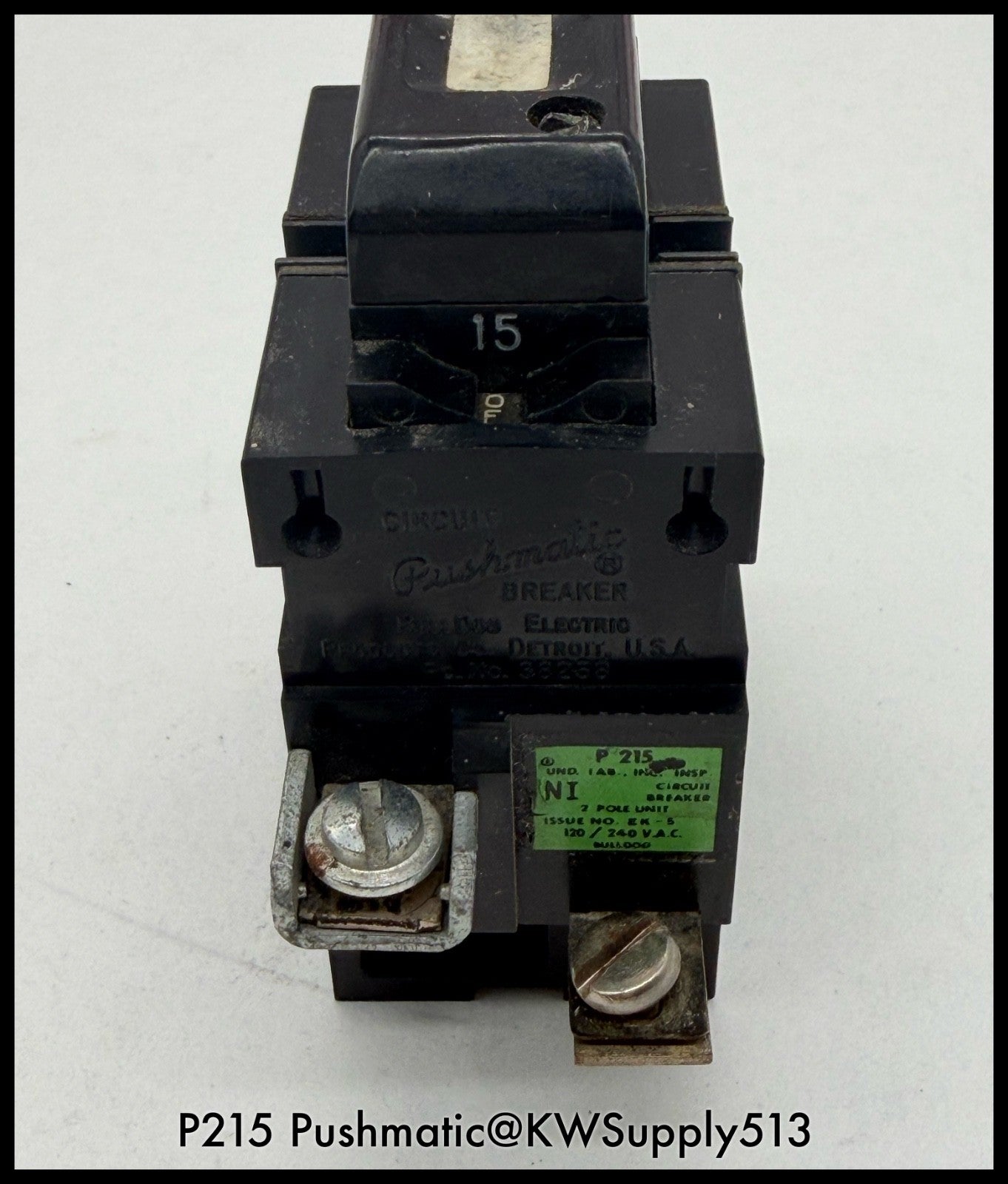 P215~Pushmatic Breakers P215 15A 2P 120/240V Circuit Breaker-Used