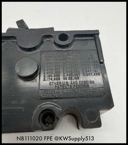 NB111020~FPE NB111020 20A 1P 120/240V Circuit Breaker-Used