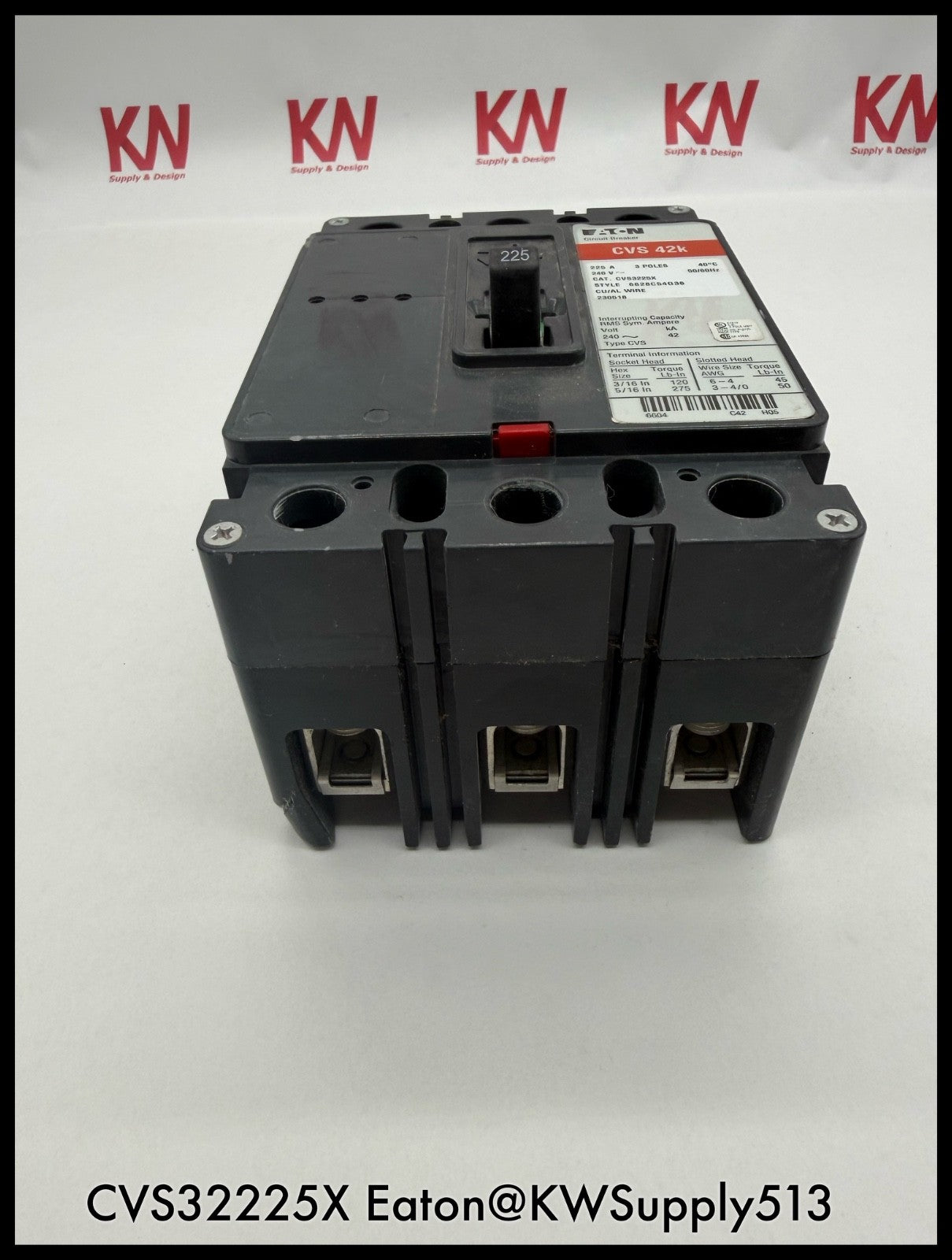 CVS3225X~Eaton CVS3225X 225A 240VAC Circuit Breaker-Used