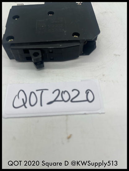 QOT2020~Square D QOT2020 20A 1p 120/240Vac Tandem Circuit Breaker-Used