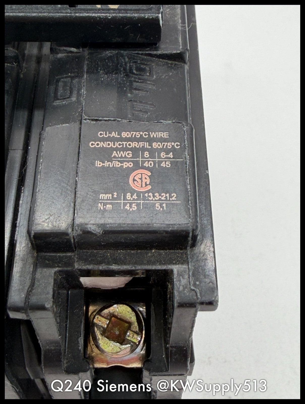 Q240~Siemens Q240 40A 2P 1PH 240VAC 10KA Circuit Breaker-Used