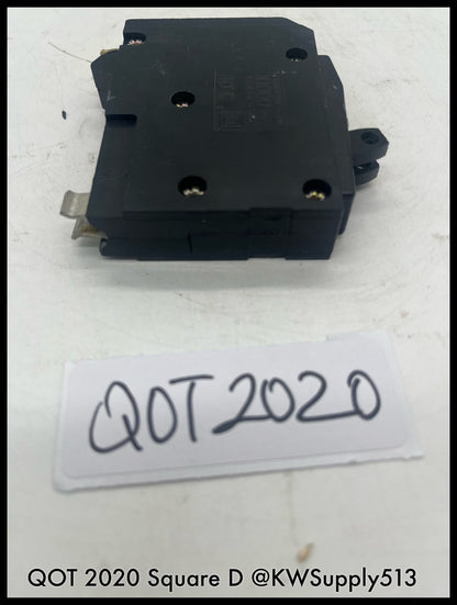 QOT2020~Square D QOT2020 20A 1p 120/240Vac Tandem Circuit Breaker-Used