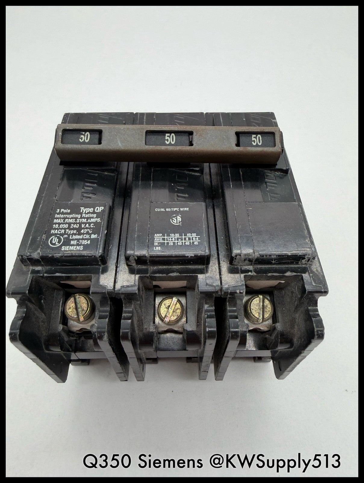 Q350~Siemens Q350 50A 3P 3PH 240VAC 10KA Circuit Breaker-Used