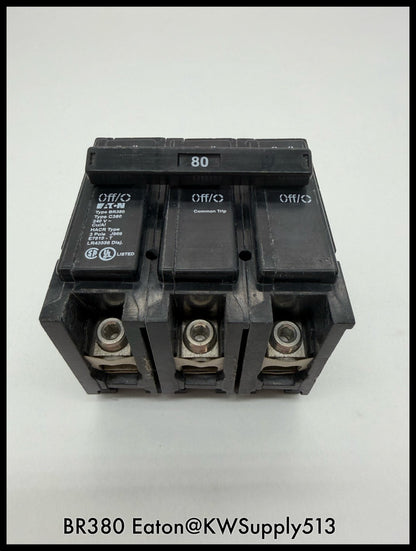 BR380~Eaton BR380 80A 240V 3P 10KA Circuit Breaker-Used