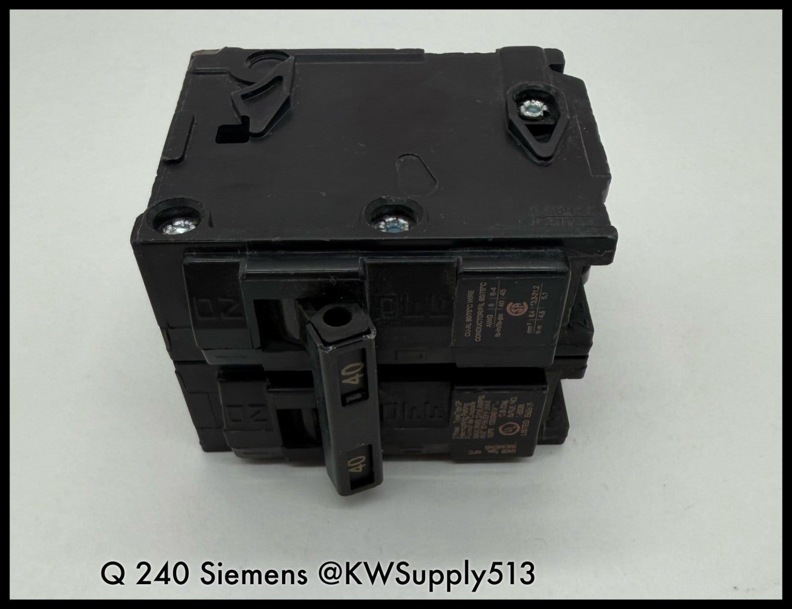 Q240~Siemens Q240 40A 2P 1PH 240VAC 10KA Circuit Breaker-Used