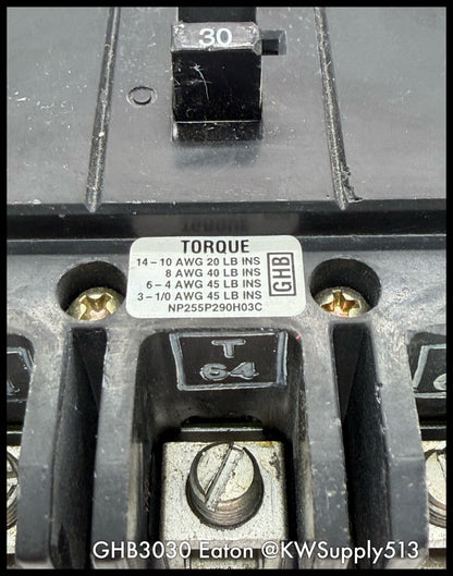 GHB3030~Cutler Hammer GHB3030 30A 3P 3PH 480V Circuit Breaker-Used