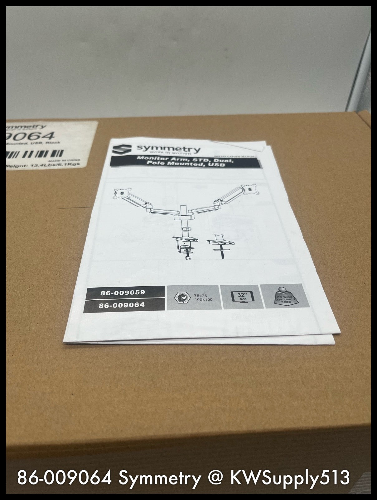 86-009064~Symmetry -86-009064 Easy Adjust Dual Desk Top Monitor Mount-NIB