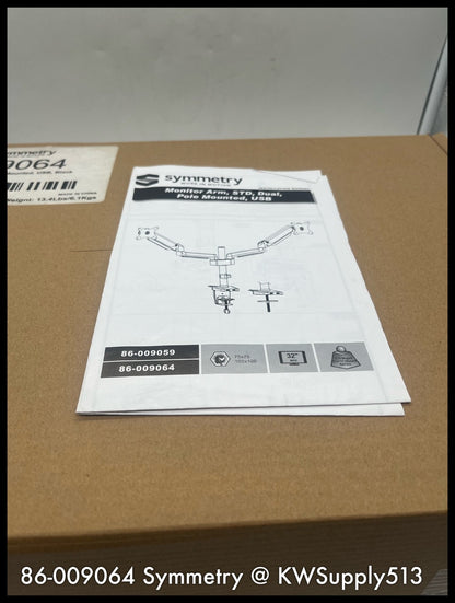 86-009064~Symmetry -86-009064 Easy Adjust Dual Desk Top Monitor Mount-NIB