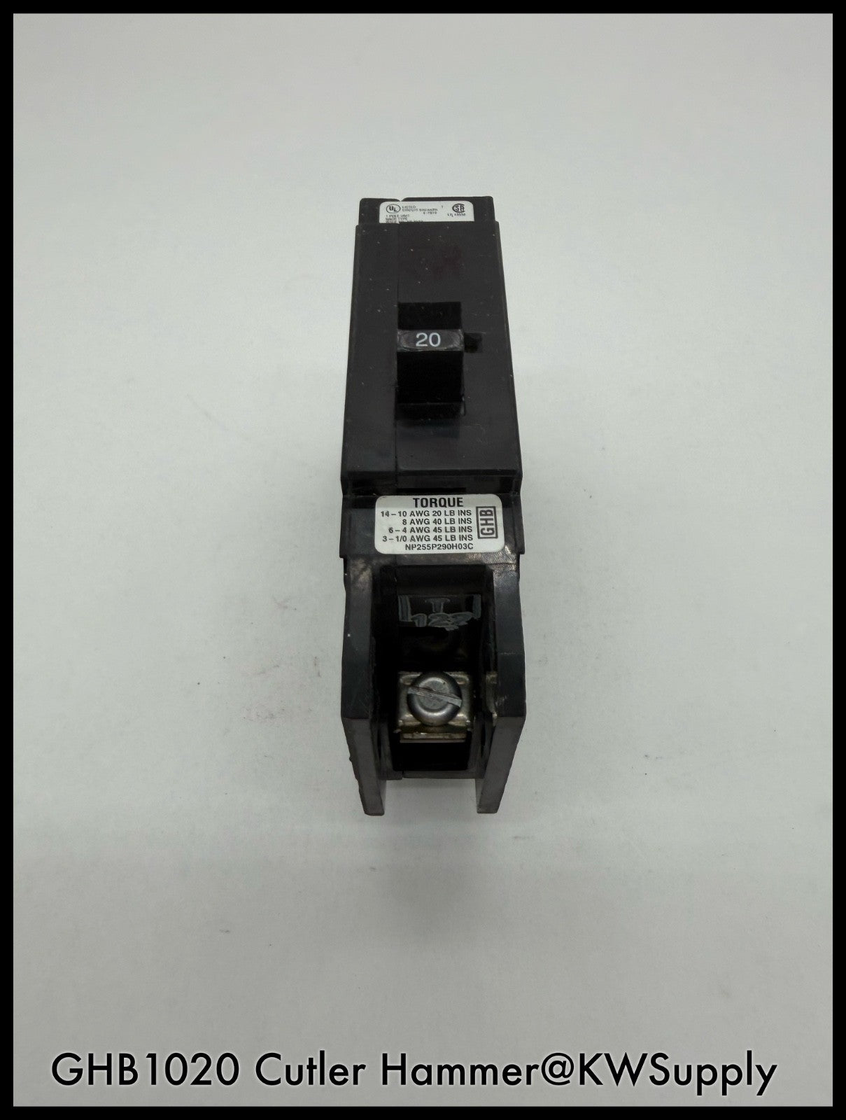 GHB1020~Cutler Hammer GHB1020 20A 277/480VAC 1P 1PH 14KA Circuit Breaker-Used