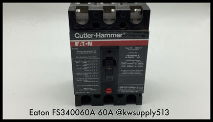 FS340060A ~ Eaton Culter Hammer FS340060A 60A 3Pole 480V Type FS Circuit Breaker