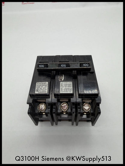 Q3100H~Siemens Q3100H 100A 3P 3PH 240VAC 22KA Circuit Breaker-Used