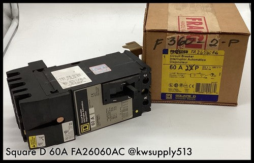 FA26060AC ~ Square D FA26060AC 600VAC/250VDC 60A I-Line CB ~B Lugs Shelf Surplus