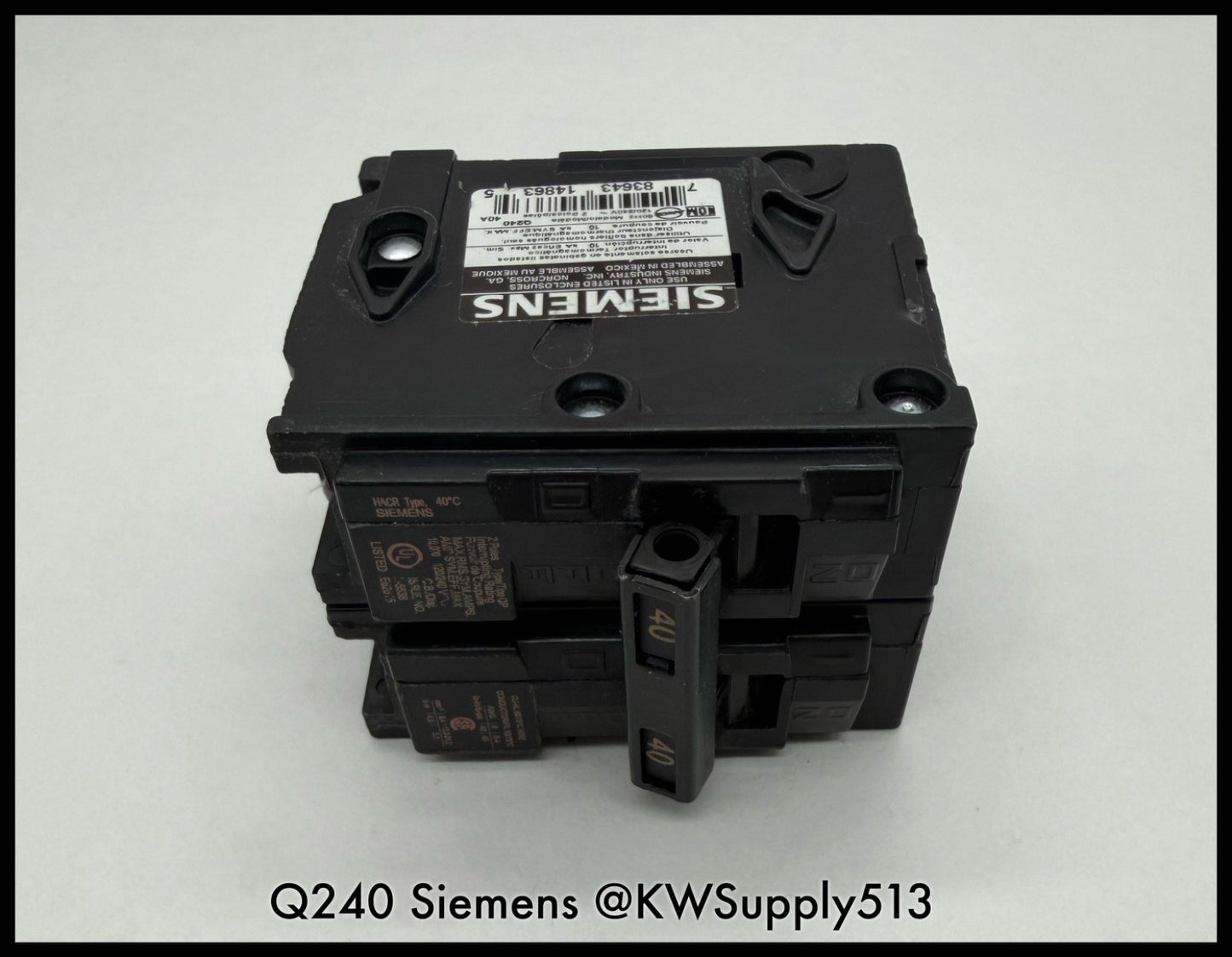 Q240~Siemens Q240 40A 2P 1PH 240VAC 10KA Circuit Breaker-Used