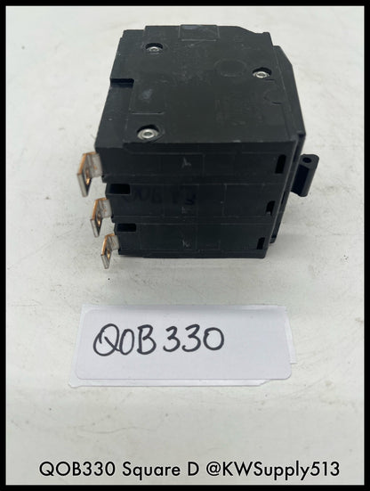 QOB330~Square D QO330 30A 3P 120/240V 10KA Mini Circuit Breaker-Used