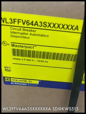 WL3FFV64A35XXXXXXA ~ Square D 2000A 3P MasterPact Circuit Breaker ~ Surplus