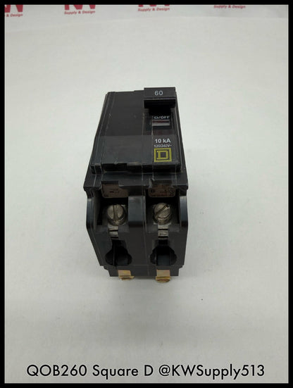 QOB260~Square D QOB260 60A 2P 240VAC 10KA TM LI Circuit Breaker-Used