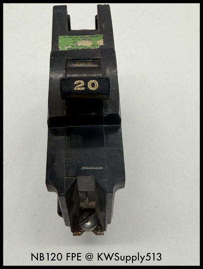 NB120~FPE NB120 20A 1P 120VAC 10KA Circuit Breaker-Used