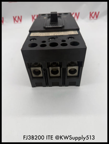 FJ3B200~ITE FJ3B200 200A 3P 3PH 600VAC 14KA TM Circuit Breaker-Used