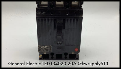 TED134020 ~ GE TED134020 20A 3P 480V TED Type MCCB ~ Inspected/90 Day Warranty