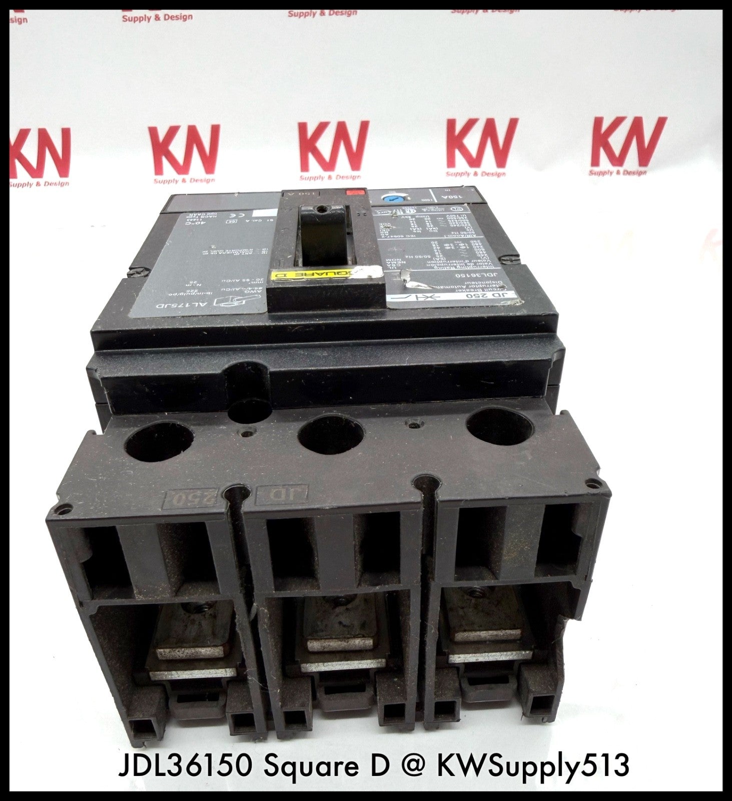 JDL36150~Square D JDL36150 150A 3P 3PH 600VAC 65KA Circuit Breaker -Used