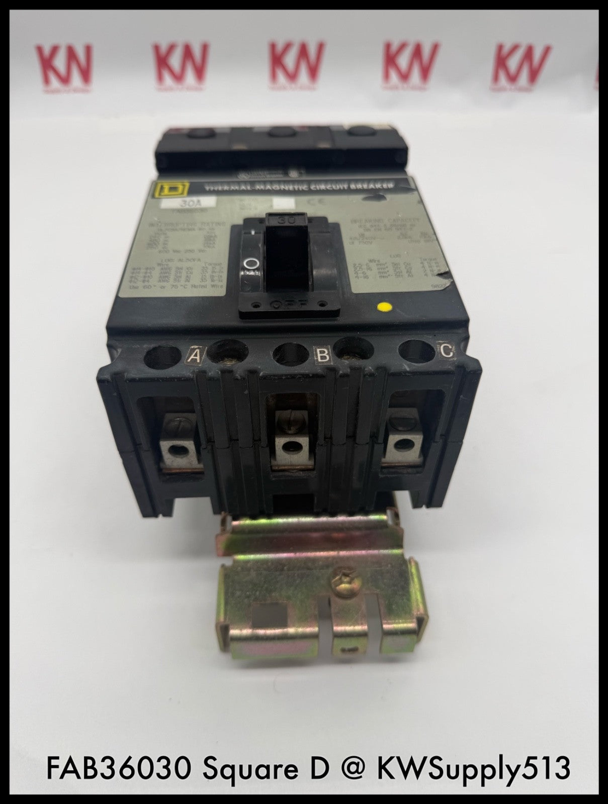 FAB36030~Square D FAB36030 30A 3P 3PH 600V 18ka I-Line Circuit Breaker-Used