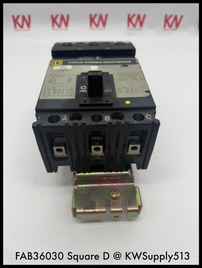 FAB36030~Square D FAB36030 30A 3P 3PH 600V 18ka I-Line Circuit Breaker-Used