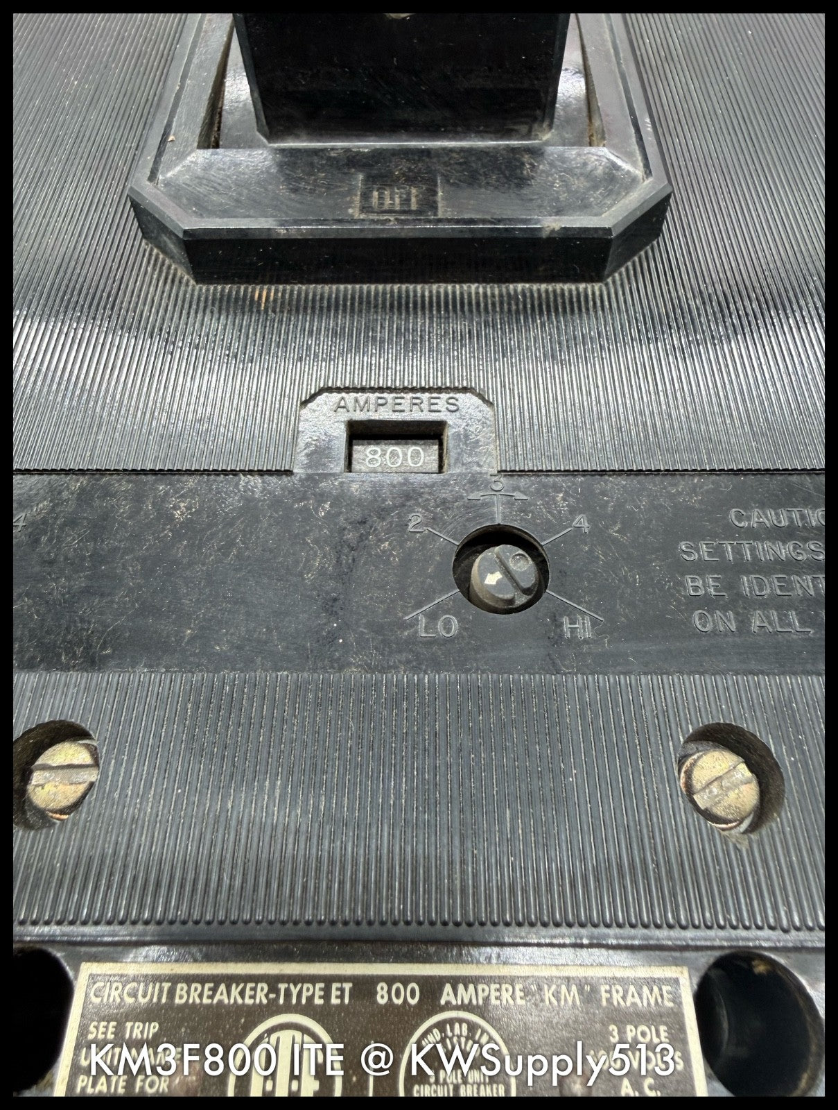 KM3F800~ITE KM3F800 800A 3P 3PH  600V TM Circuit Breaker-Used