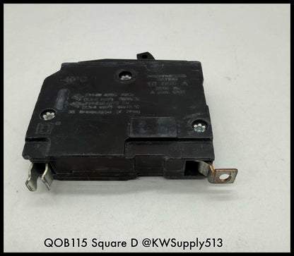 QOB115~Square D QOB115 15A 120VAC 1P 10KA TM LI Mini Circuit Breaker-Used