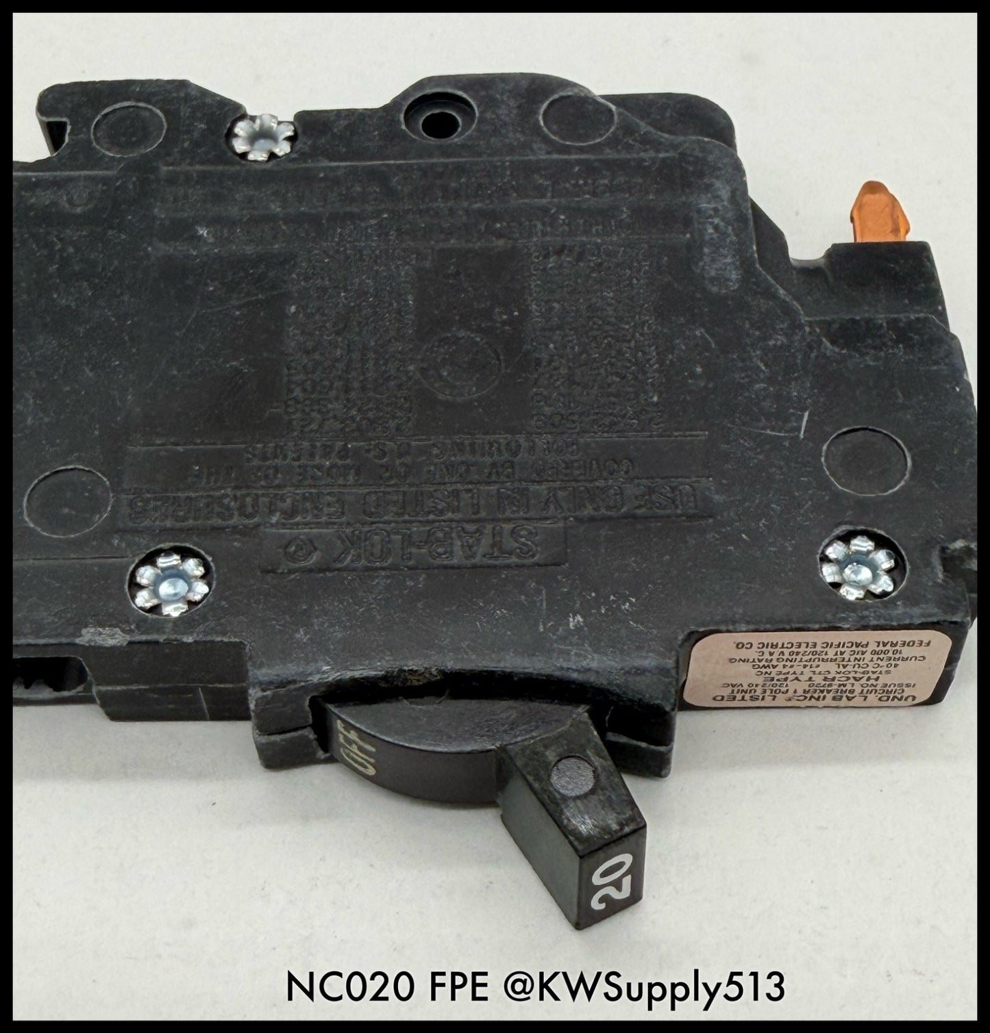 NC020~FPE NC020 20A 1P 120V Circuit Breaker-Used