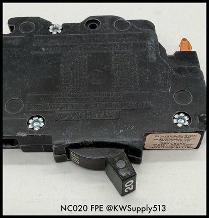 NC020~FPE NC020 20A 1P 120V Circuit Breaker-Used