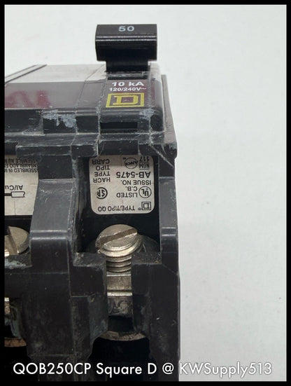 QOB250CP~Square D QOB250CP 50A 2P 120/240VAC TM Circuit Breaker-Used