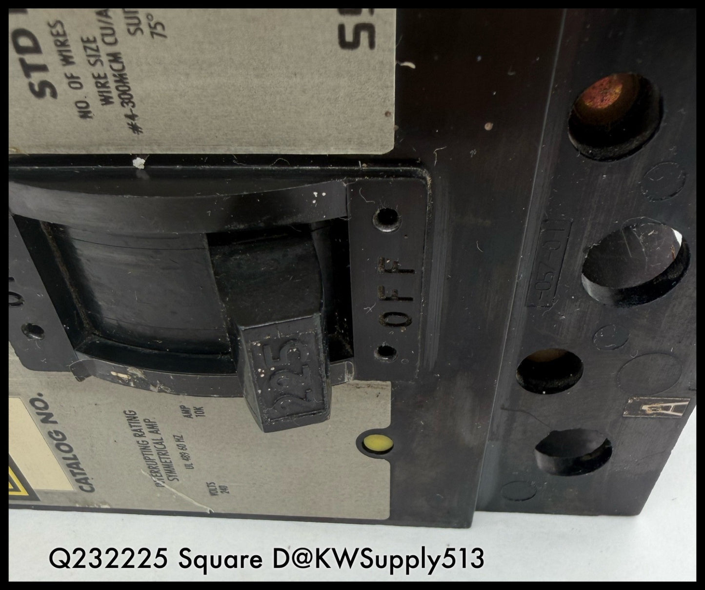 Q232225~Square D Q232225 225A 3P 3PH 240V 10KA I-Line Circuit Breaker-Used