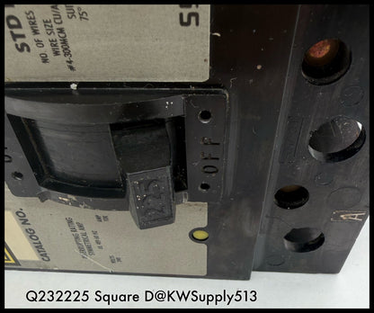Q232225~Square D Q232225 225A 3P 3PH 240V 10KA I-Line Circuit Breaker-Used
