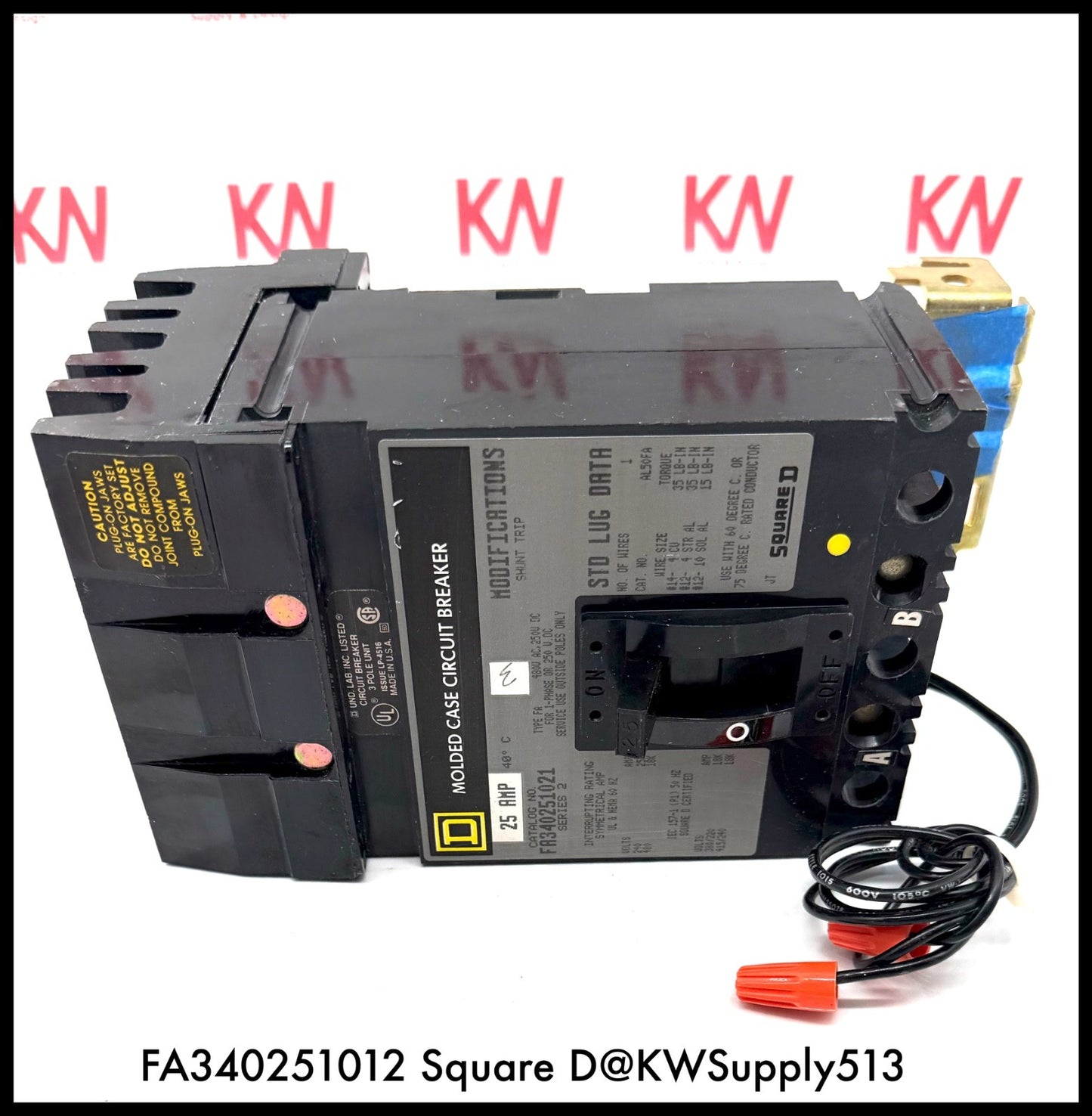 FA340251021~Square D FA340251021 25A 3P 3PH TM Circuit Breaker with Shunt -Used