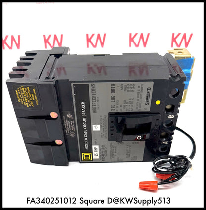 FA340251021~Square D FA340251021 25A 3P 3PH TM Circuit Breaker with Shunt -Used