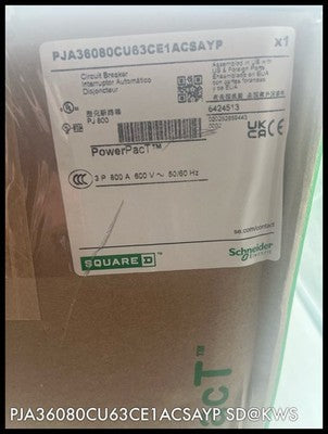 PJA36080CU63CE1ACSAYP ~ Square D 800A 3P 600V With AS ST PL Unused Surplus