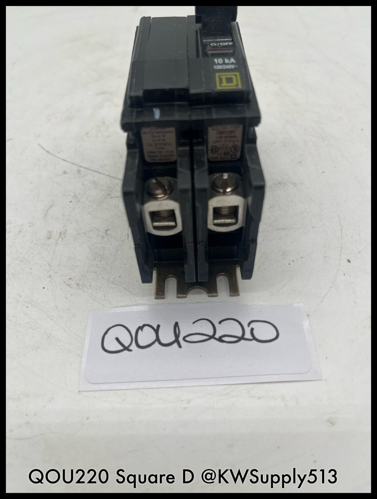 QOU220~Square D QOU220 20A 2P 120/240V 10KA Mini Circuit Breaker-Used