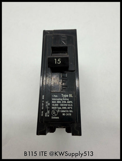 B115~ITE B115 15A 1P 120/240VAC 60HZ 10KA MCCB-Used