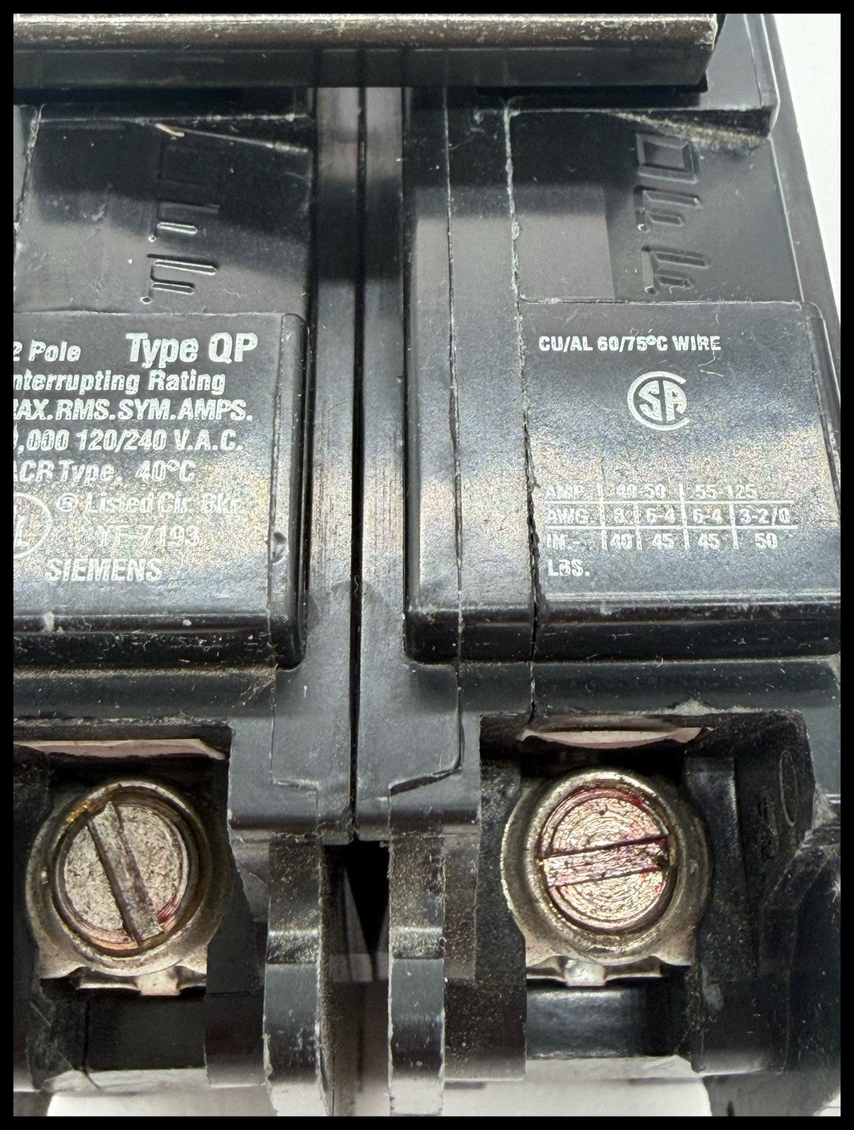 Q280~Siemens Q280 80A 2P 1PH 240Vac 10KA Circuit Breaker-Used