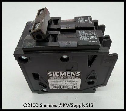 Q2100~Siemens Q2100 100A 2 Pole1P 120/ 240V 10KA Circuit Breaker -Used