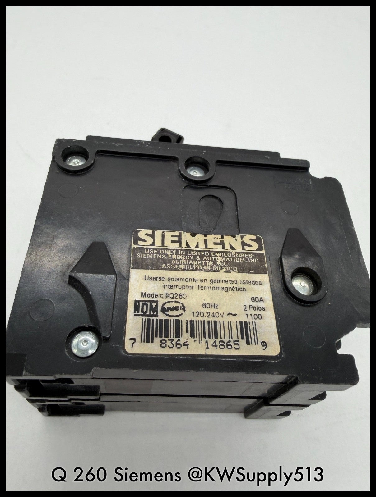 Q260~Siemens Q260 60A 2P 1PH 120/240VAC 10KA Circuit Breaker-Used