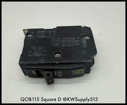 QOB115~Square D QOB115 15A 120VAC 1P 10KA TM LI Mini Circuit Breaker-Used