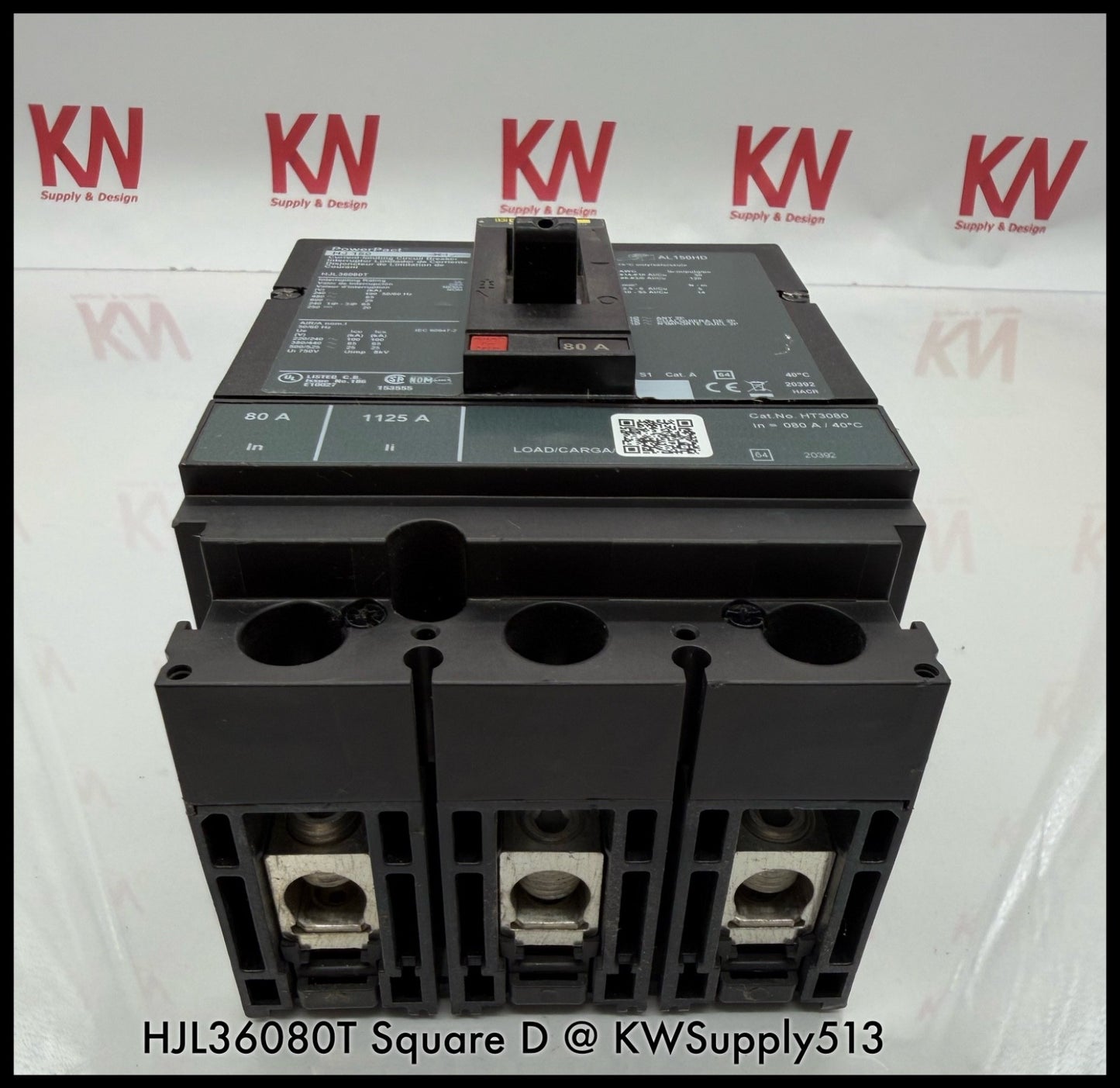 HJL36080T~Square D HJL36080T 80A 3P 3PH 600V Circuit Breaker-Used